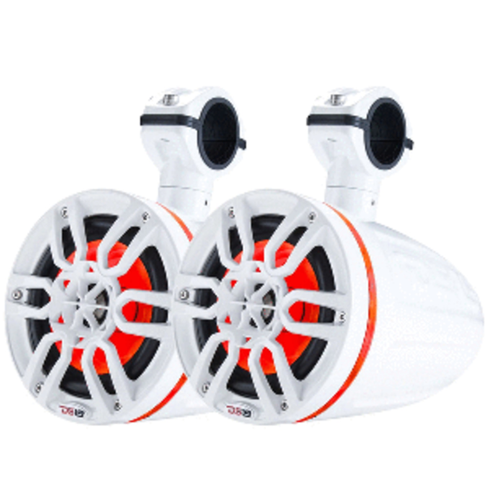 DS18 HYDRO 6.5" Wakeboard Pod Tower Speaker w/RGB LED Light - 300W - White