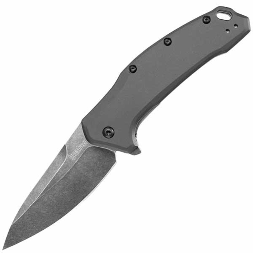 Kershaw Link Assisted 3.25 in Blackwash Plain Gray Aluminum