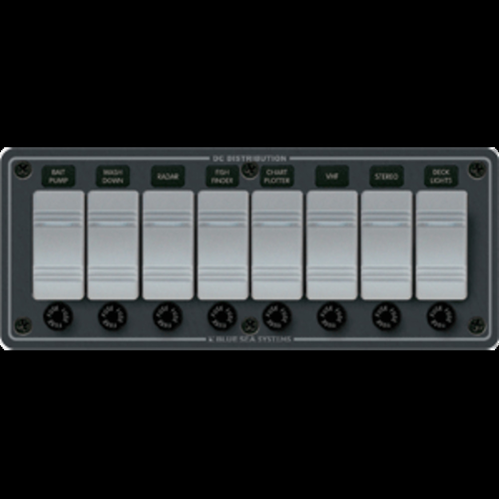 Blue Sea 8261 Waterproof Panel 8 Position - Slate Grey