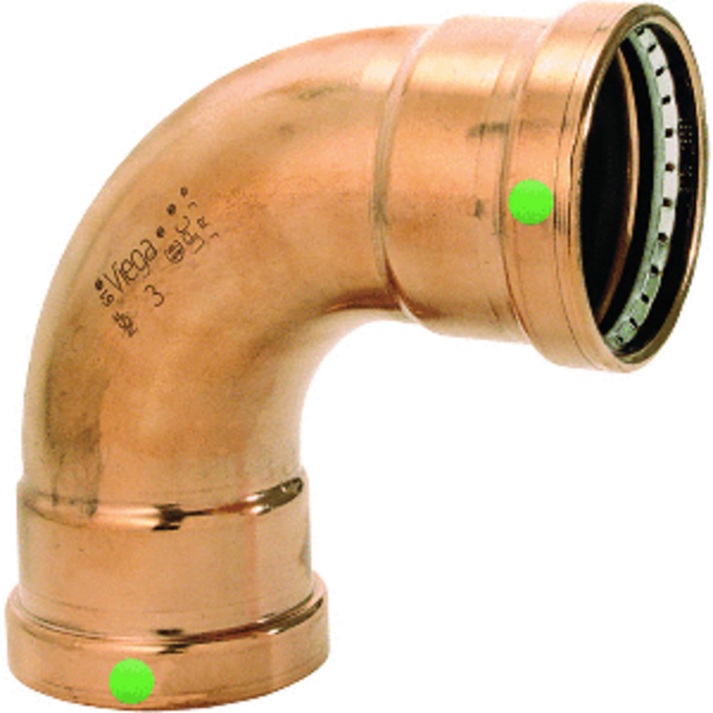Viega ProPress XL 2-1/2" - 90 and deg; Copper Elbow - Double Press Connection - Smart Connect Technology