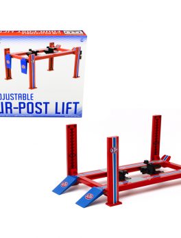 Adjustable Four Post Lift STP Blue and Red for 1/18 Scale Diecast Model Cars by Greenlight 13555