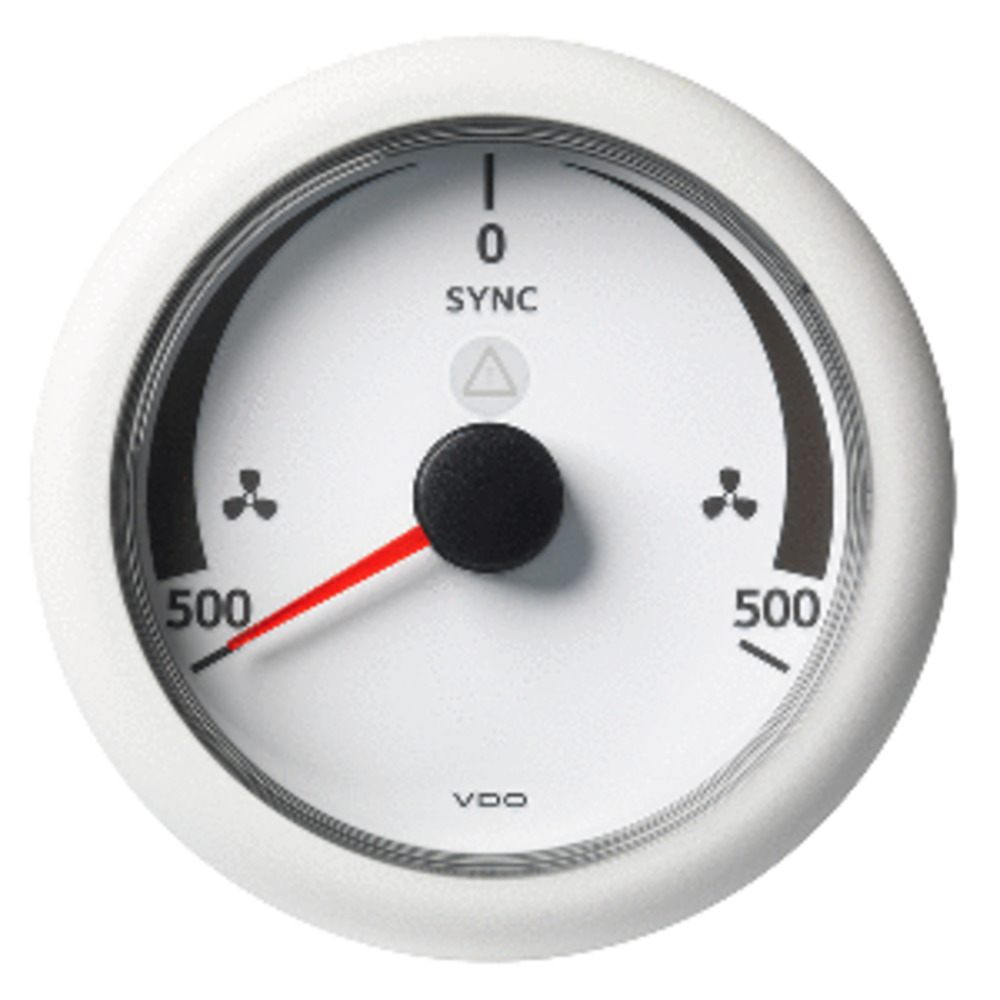 VDO Marine 3-3/8" (85MM) ViewLine Synchronizer -500/+500 RPM - 8 to 32V - White Dial and amp; Bezel
