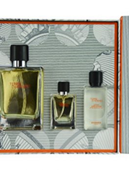 Terre D'hermes Edt Spray 3.3 Oz and Aftershave Lotion 1.35 Oz and Edt Spray .42 Oz Mini For Men