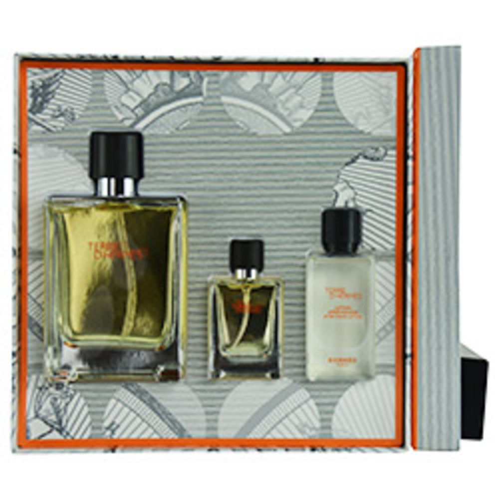Terre D'hermes Edt Spray 3.3 Oz and Aftershave Lotion 1.35 Oz and Edt Spray .42 Oz Mini For Men