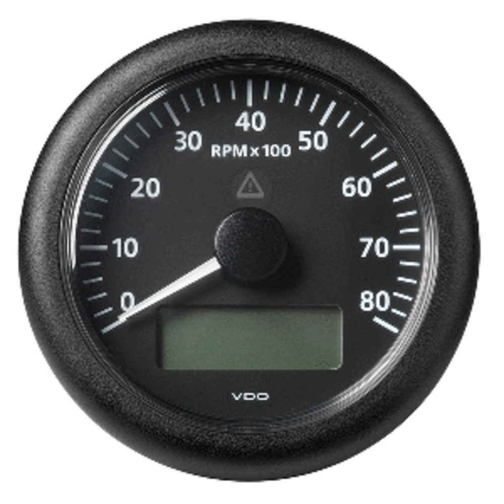 VDO Marine 3-3/8" (85MM) ViewLine Tachometer with Multi-Function Display - 0 to 8000 RPM - Black Dial and amp; Bezel