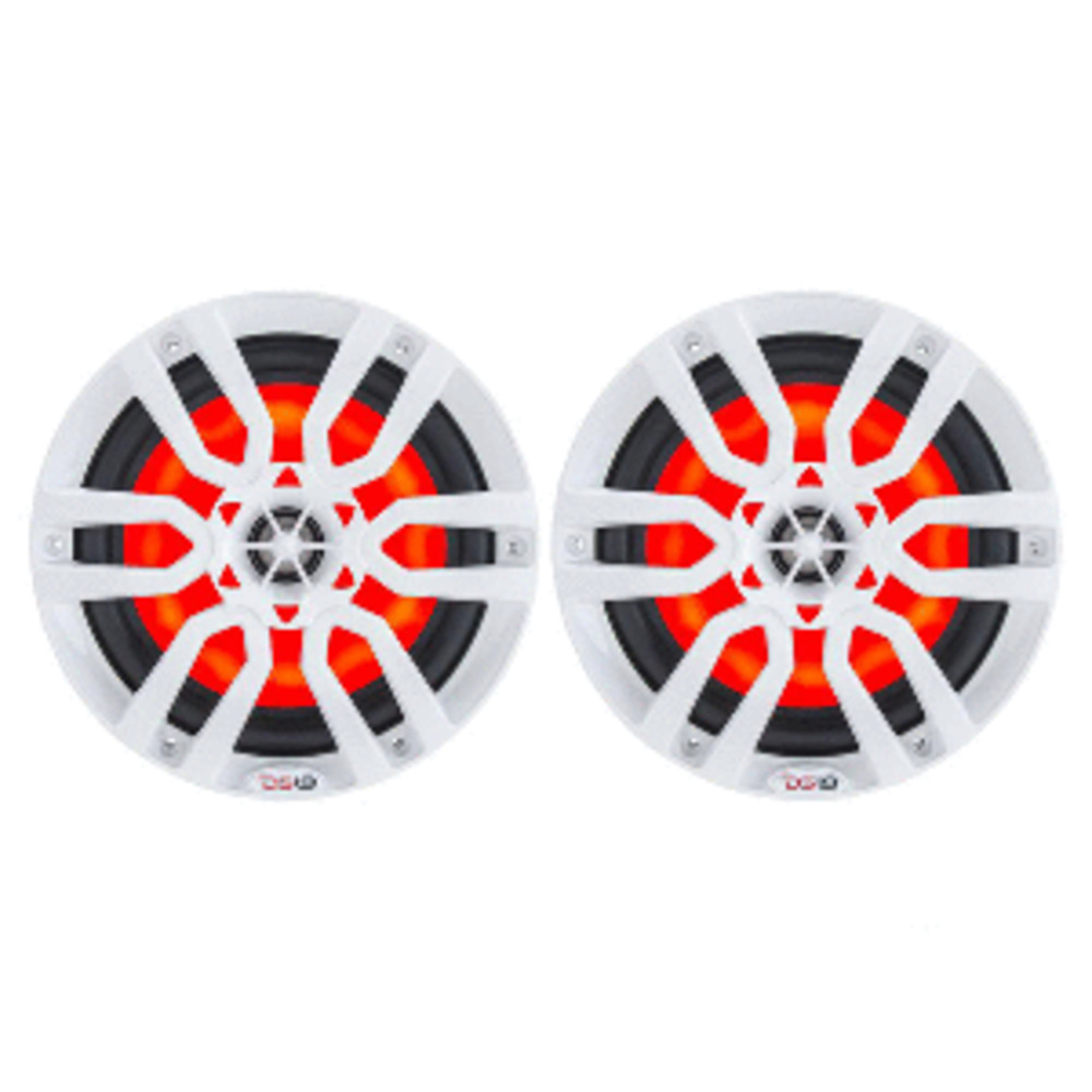 DS18 HYDRO 6.5" 2-Way Marine Speakers w/RGB LED Lights 300W - White