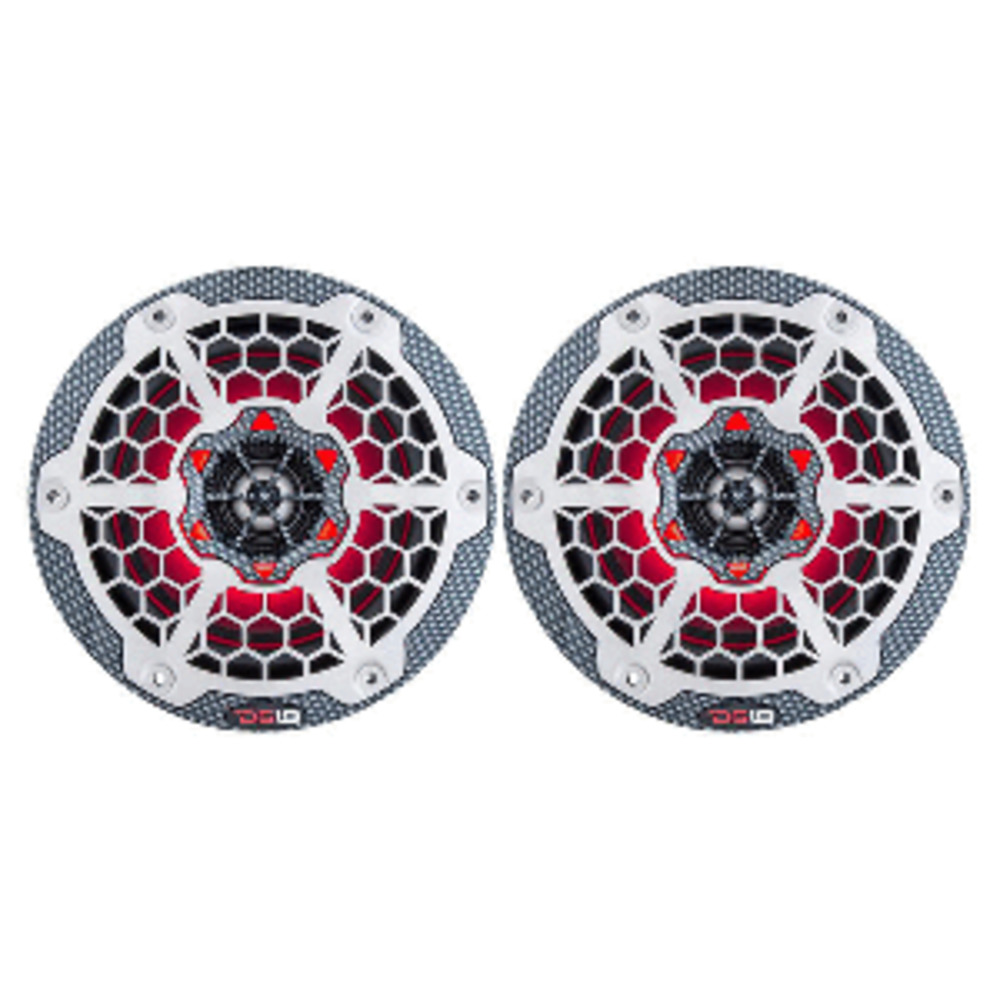 DS18 HYDRO 6.5" 2-Way Marine Speakers w/RGB LED Lights 375W - Black Carbon Fiber