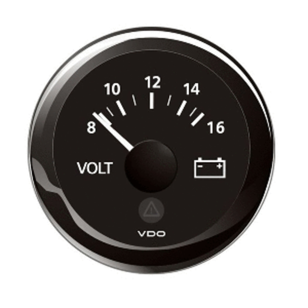 VDO Marine 2-1/16" (52mm) ViewLine Voltmeter - 8-16V - Black Dial and amp; Bezel