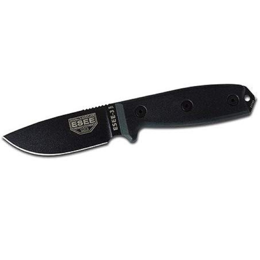 ESEE-3MIL-P-BLK Fixed 3.88 in Blade Black G-10 Handle