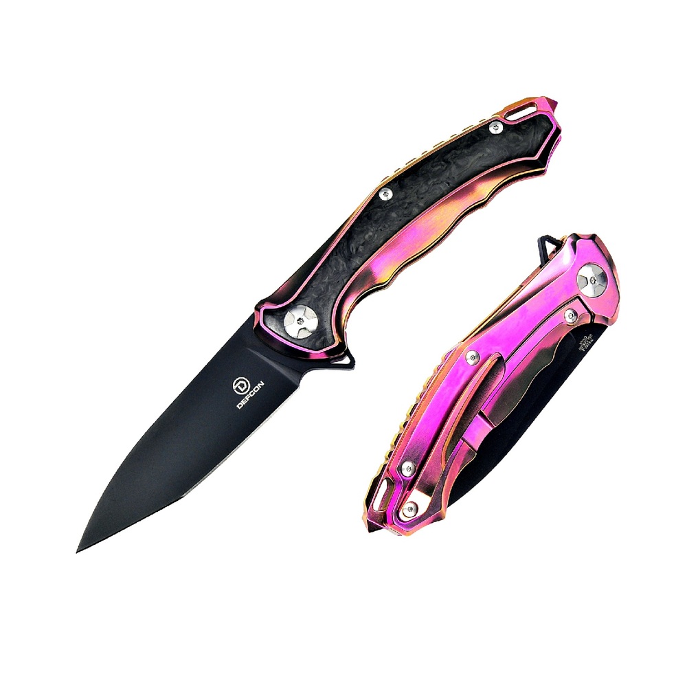 Defcon Agent S35VN Folder 4in Hot Pink Titanium-ForgedCarbon