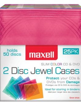 Maxell 190131OD Dual-Disc Jewel Cases, 25 Pack