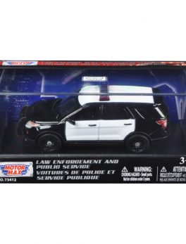 2015 Ford Police Interceptor Utility Plain Black and White 1/43 Diecast Model Car by Motormax 79478