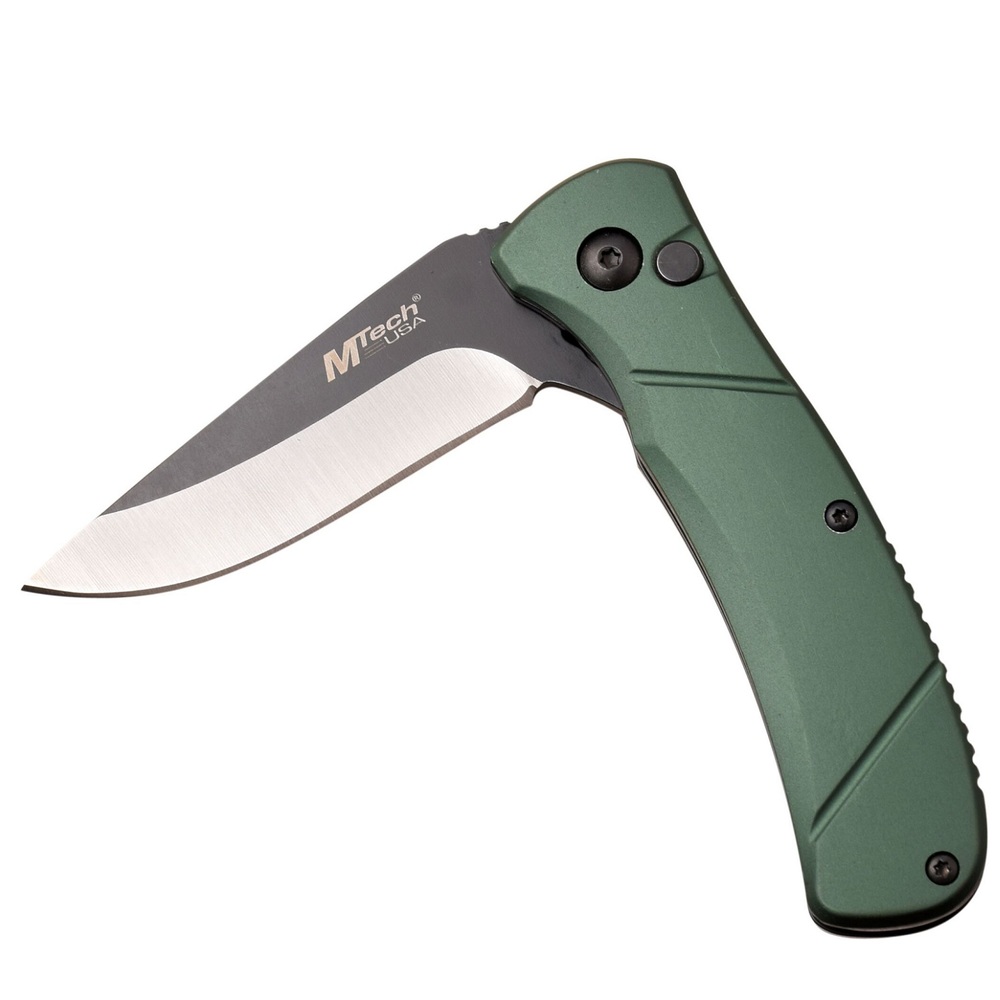 Mtech Folder 2.75 in Blade Green Anodized Aluminum Handle