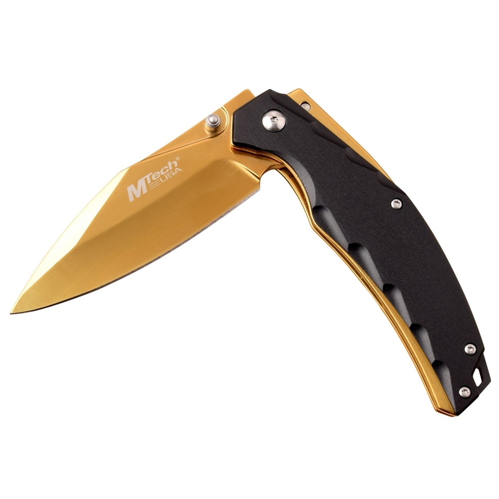 Mtech Assisted 3.75 in Blade Black Anodized Aluminum Handle