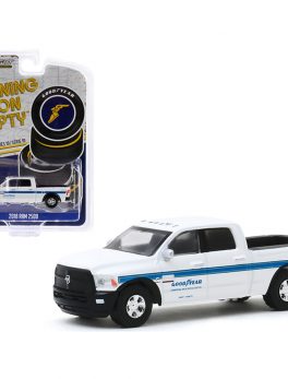 2018 RAM 2500 4x4 Pickup Truck White with Blue Stripes Goodyear Commercial Tire and Service Centers Running on Empty Series 10 1/64 Diecast Model Car by Greenlight 41100F