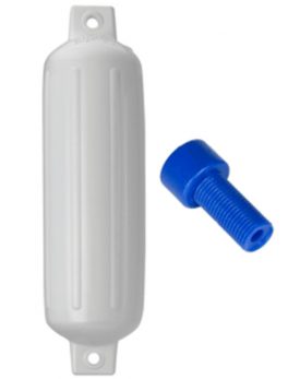Polyform G-4 Twin Eye Fender 6.5" x 22" - White w/Air Adapter