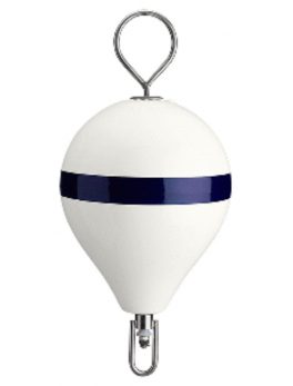Polyform Mooring Buoy w/SS 13.5" Diameter - White Blue Stripe