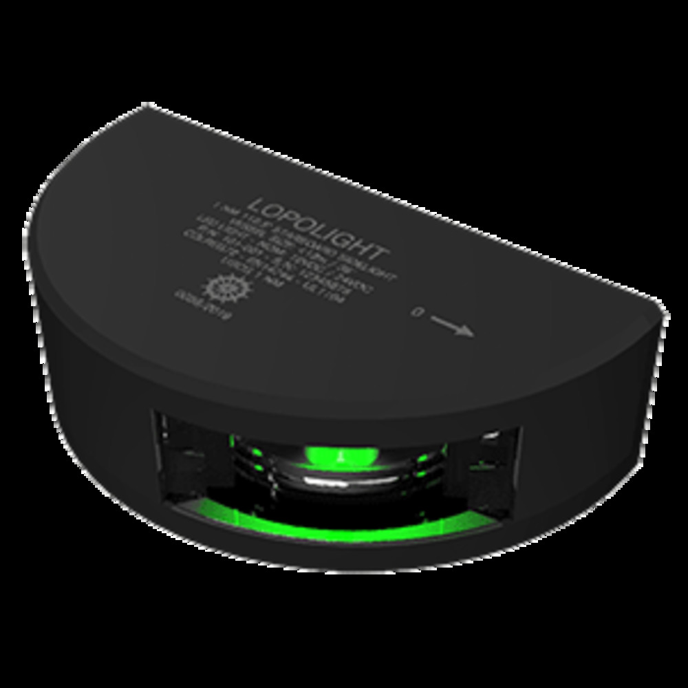 Lopolight Starboard SideLight - Vertical Mount - Black Housing - 1nm/112.5 and deg; Green w/2.5m Cable