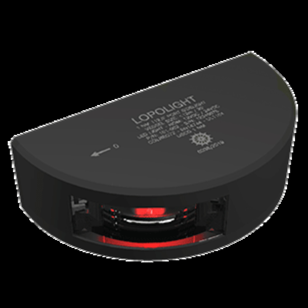 Lopolight Port SideLight - Vertical Mount - Black Housing - 1nm/112.5 and deg; Red w/2.5m Cable