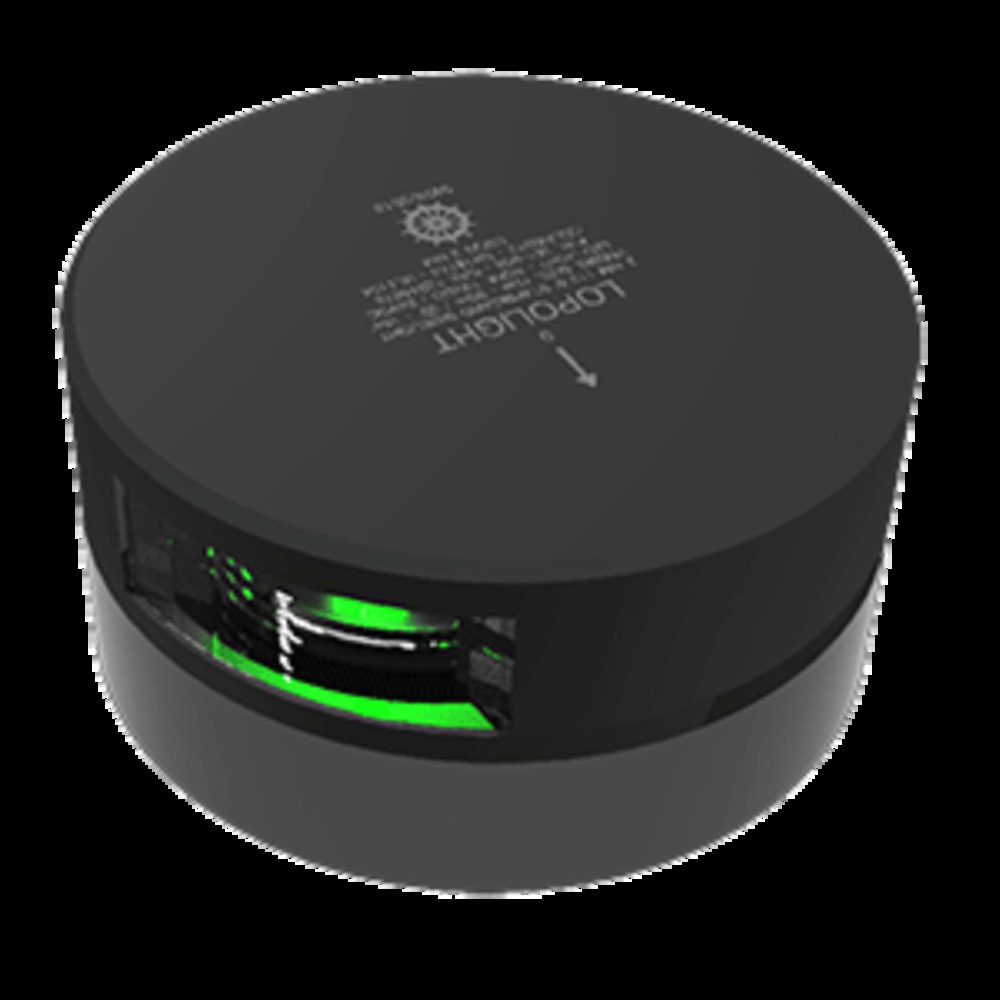 Lopolight 112.5 and deg; Green Starboard Sidelight - 2nm - Black Housing - Single - Horizontal Mount