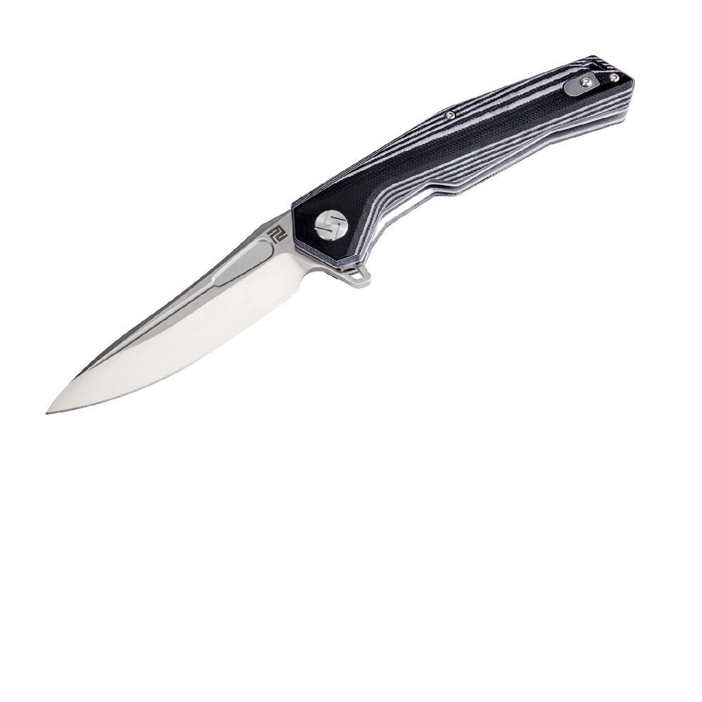 Artisan Zumwalt Folder 3.78 in D2 Black-White Curved G-10