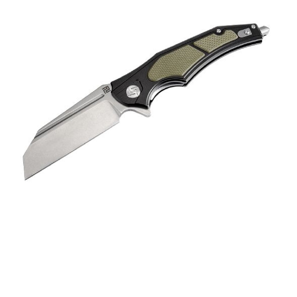 Artisan Apache Nomad Folder 3.82 in D2 Aluminum-Green G-10