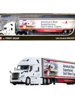 2018 Freightliner Cascadia High-Roof Sleeper Cab with 53" Utility Trailer with Side Skirts Load One LLC. 1/64 Diecast Model by DCP/First Gear 60-0587