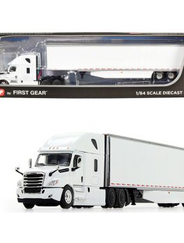 2018 Freightliner Cascadia High-Roof Sleeper Cab with 53" Utility Dry Goods Trailer with Side Skirts White 1/64 Diecast Model by DCP/First Gear 60-0744