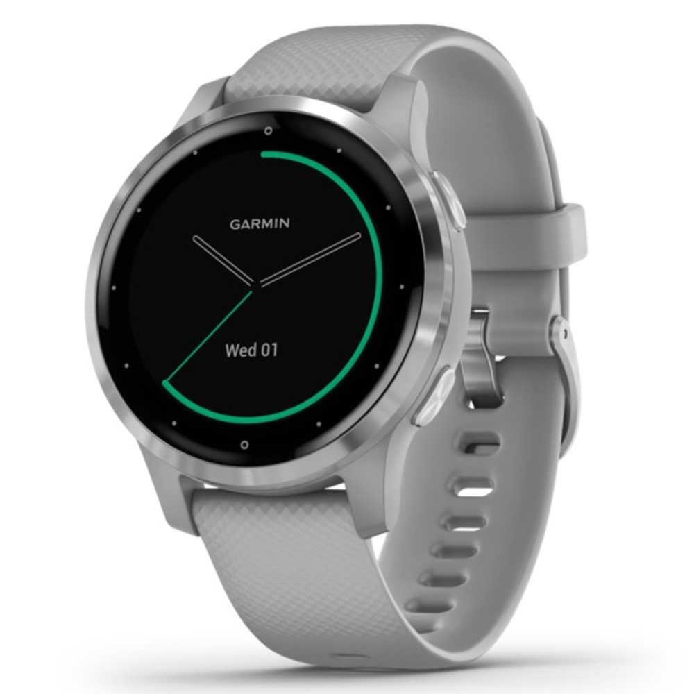 Garmin 010-02172-01 vivoactive 4S GPS Smartwatch (Silver Stainless Steel Bezel with Powder Gray Case and Silicone Band)
