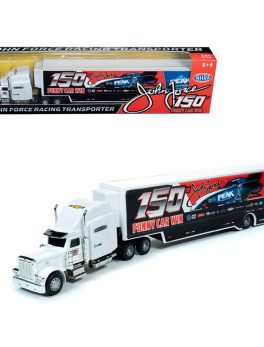 2019 Freightliner with Trailer John Force 150th Funny Car Win Transporter 1/64 Diecast Model by Autoworld AWSP031