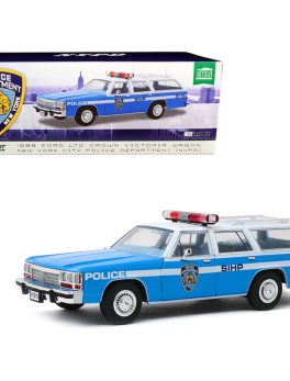 1988 Ford LTD Crown Victoria Wagon NYPD (New York City Police Department) Light Blue and White 1/18 Diecast Model Car by Greenlight 19062