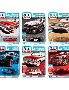 Autoworld Muscle Cars Premium 2020 Release 1, Set A of 6 pieces 1/64 Diecast Model Cars by Autoworld 64242A