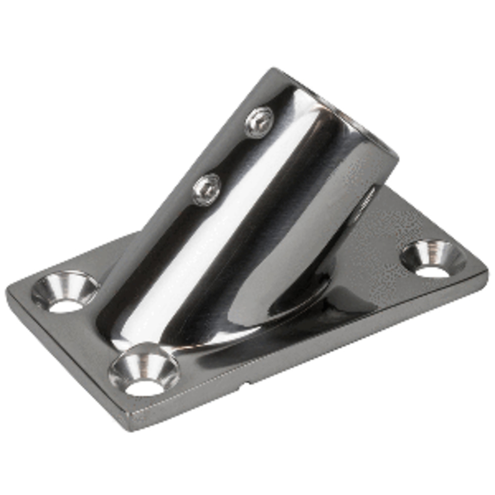 Sea-Dog Rail Base Fitting Rectangular Base 45 and deg; 316 Stainless Steel - 3-1/4" x 1-7/8" - 1" OD
