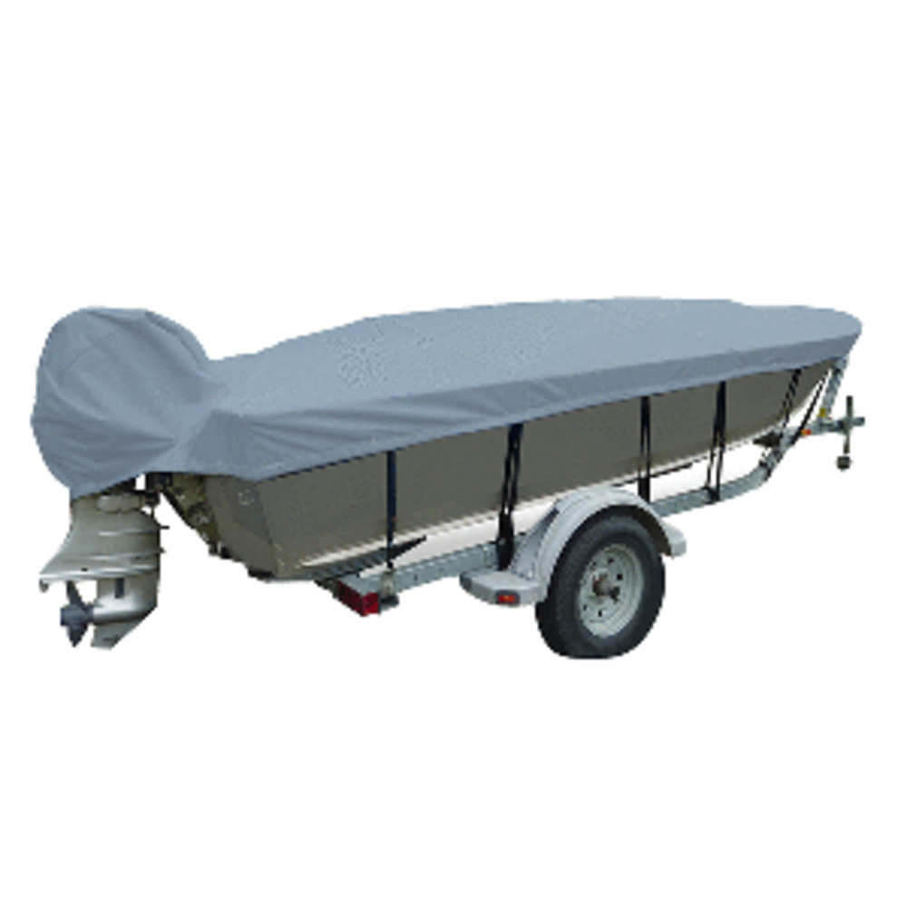 Carver Performance Poly-Guard Wide Series Styled-to-Fit Boat Cover f/12.5 and #39; V-Hull Fishing Boats - Grey