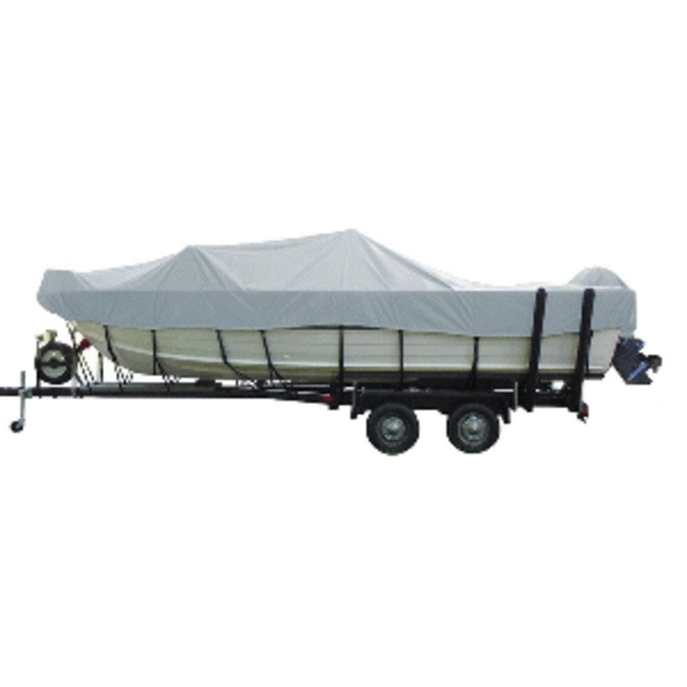 Carver Performance Poly-Guard Wide Series Styled-to-Fit Boat Cover f/16.5 and #39; Aluminum V-Hull Boats w/Walk-Thru Windshield - Grey