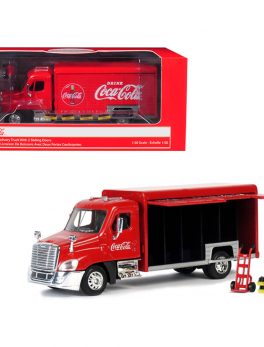 Beverage Delivery Truck Coca-Cola with Handcart and 4 Bottle Cases 1/50 Diecast Model by Motorcity Classics 450060