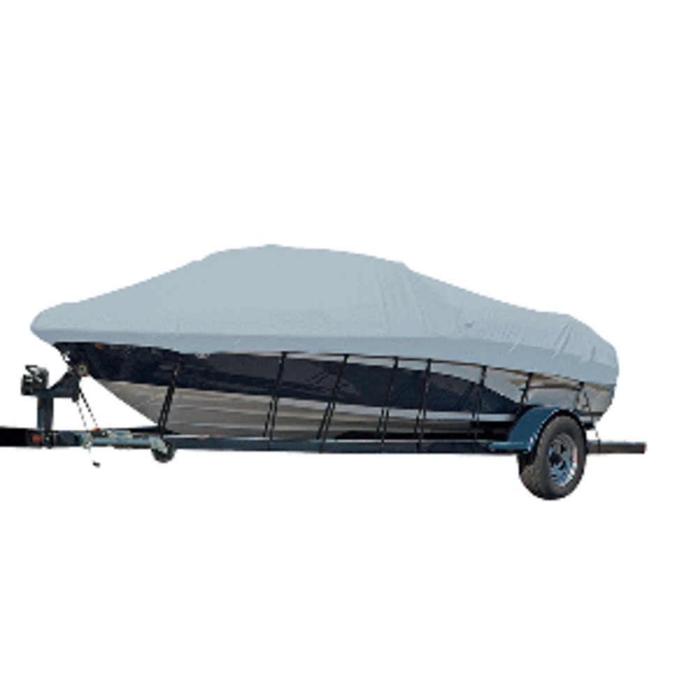 Carver Performance Poly-Guard Styled-to-Fit Boat Cover f/18.5 and #39; Sterndrive V-Hull Runabout Boats (Including Eurostyle) w/Windshield and amp; Hand/Bow Rails - Grey