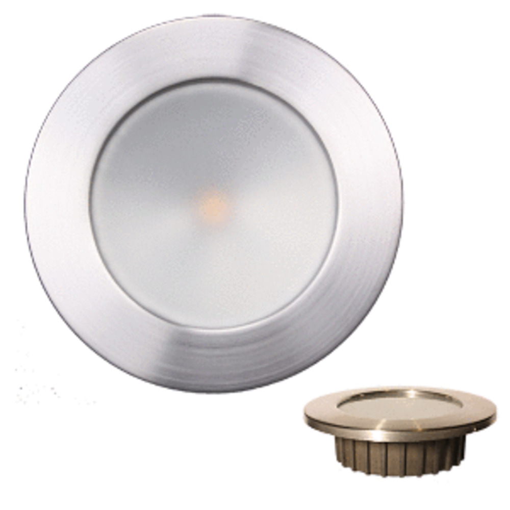 Lunasea and ldquo;ZERO EMI and rdquo; Recessed 3.5 and rdquo; LED Light - Warm White w/Brushed Stainless Steel Bezel - 12VDC