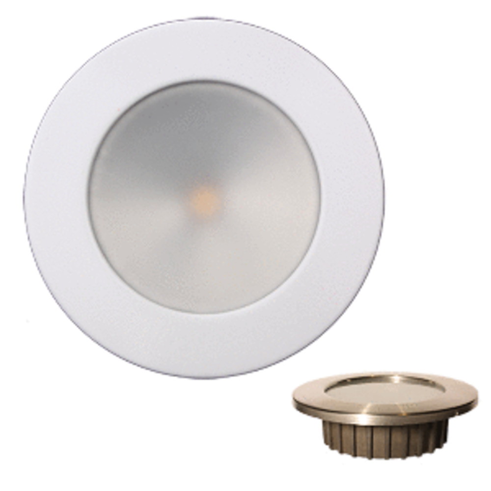 Lunasea and ldquo;ZERO EMI and rdquo; Recessed 3.5 and rdquo; LED Light - Warm White w/White Stainless Steel Bezel - 12VDC
