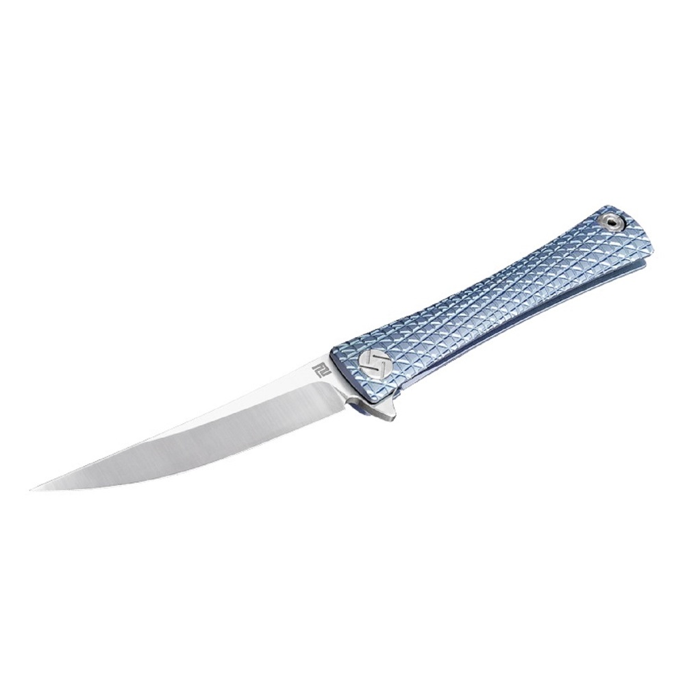 Artisan Waistline Folder 4.06in M390 Blade Blue Titanium Hnd