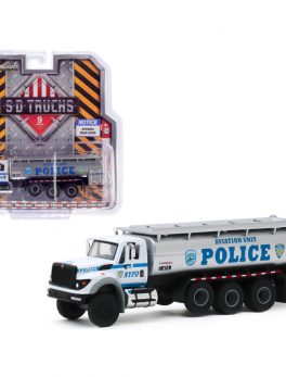 2018 International WorkStar Tanker Truck New York City Police Dept (NYPD) Aviation Unit White and Silver S.D. Trucks Series 9 1/64 Diecast Model by Greenlight 45090A
