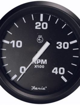 Faria Euro Black 4" Tachometer - 4,000 RPM (Diesel - Magnetic Pick-Up)