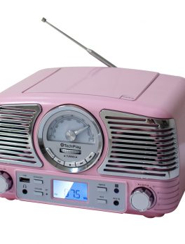 Nostalgic Portable Bluetooth Stereo System in Pink