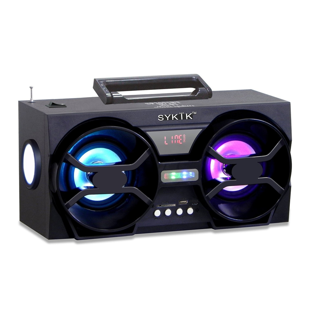 Sykik Bluetooth Boom Box with SD/MMC/USB, FM Radio, Built-in Rechargeable Battery and amp; Remote Control