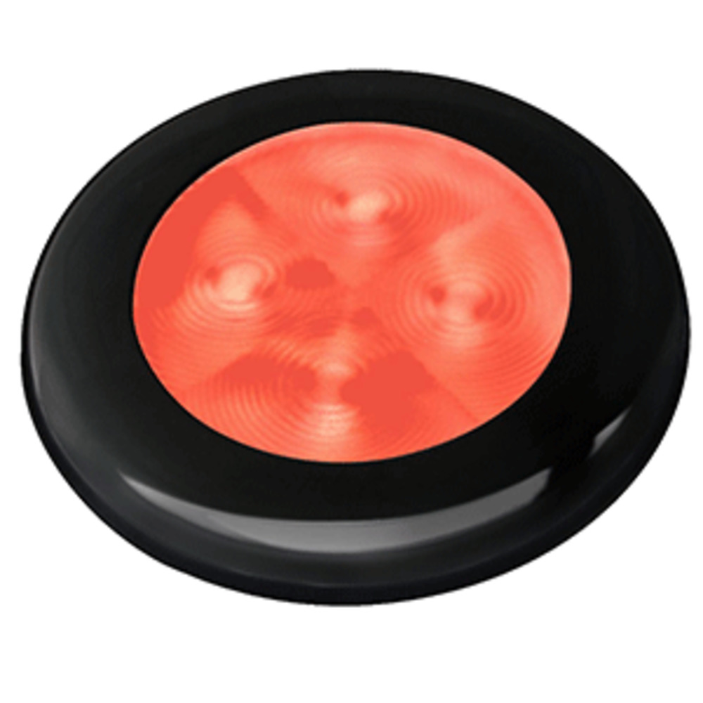 Hella Marine Slim Line LED "Enhanced Brightness" Round Courtesy Lamp - Red LED - Black Plastic Bezel - 12V