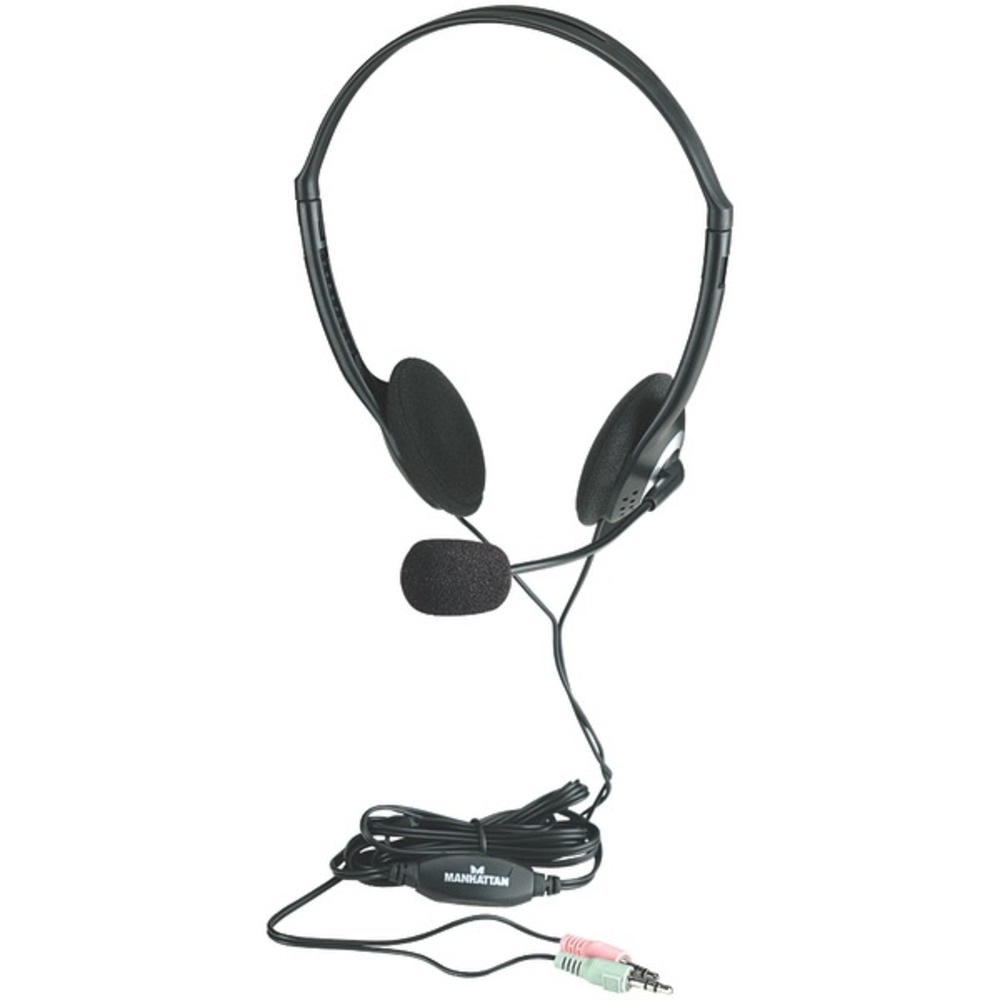 Manhattan 164429 Stereo Headset with Microphone and In-Line Volume Control