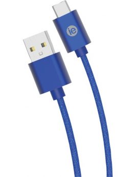 iEssentials IEN-BC10C-BL Charge and Sync Braided USB-C to USB-A Cable, 10ft (Blue)