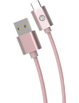 iEssentials IEN-BC10C-RGLD Charge and Sync Braided USB-C to USB-A Cable, 10ft (Rose Gold)