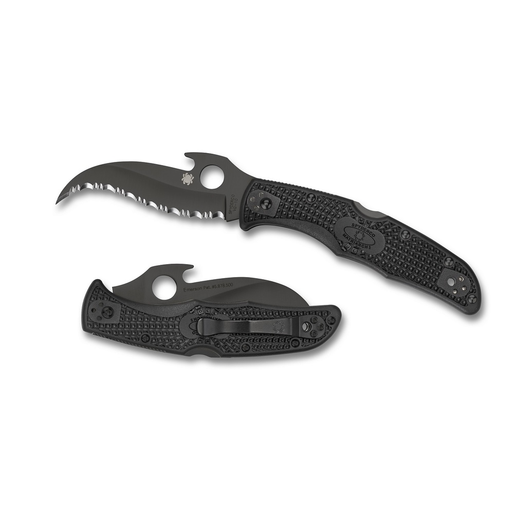 Spyderco Matriarch 2 Wave Folder 3.57in Black Serr Black FRN