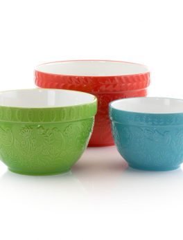 Gibson Abbey Stoneware 3 Piece Nesting Bowls in Assorted Colors